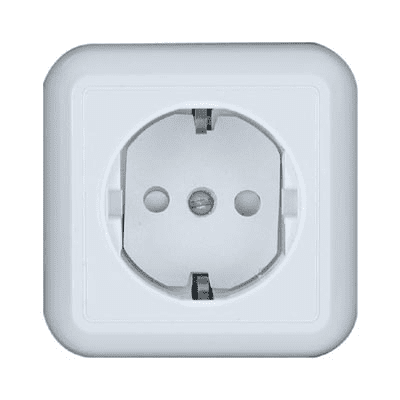 Schneider Electric  Прима  Белый  Розетка с заземляющими контактами (250В, 16А, защитные шторки) IP20 открытая установка RA16-003-1-B