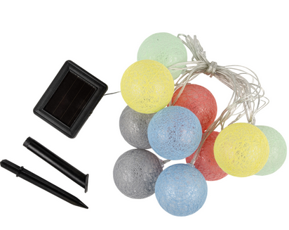 Uniel USL-S-139-PM2000 COTTON BALL гирлянда на солнечной батарее Клубки. 10 светодиодов. Теплый белый свет.1xАА Ni-Mh IP44