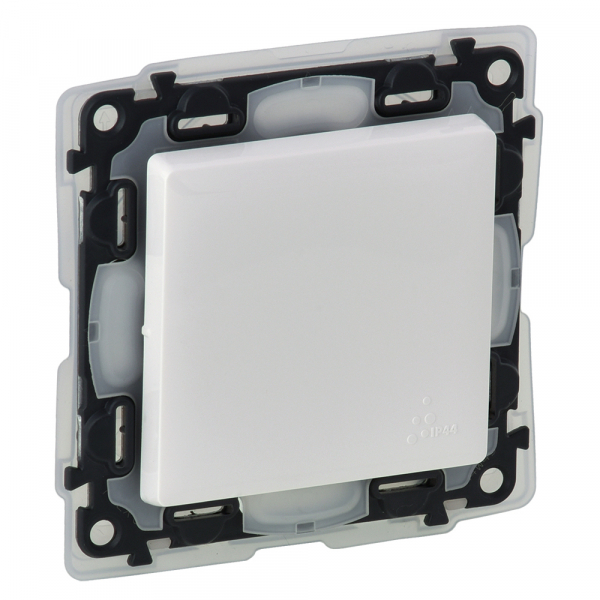 Legrand 752164 Valena LIFE IP44.Выключатель двухполюсный 16АХ 250В с лицевой панелью.Винтовые зажимы.Белый