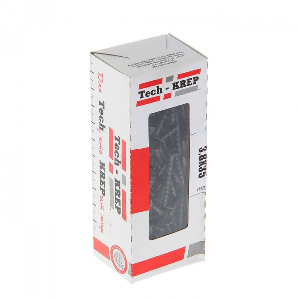 Саморез потай оксид крупный шаг 3,5(3,8)*35 по дереву (200 шт) - коробка с ок. Tech-Krep