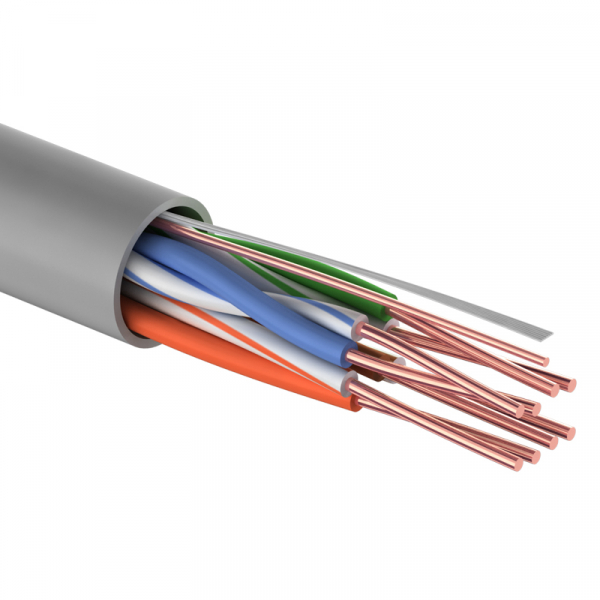 LIGHT  Кабель витая пара U/UTP, категория 5e, ZH нг(А)-HF, 4PR, 24AWG, внутренний, серый, 305 м REXANT