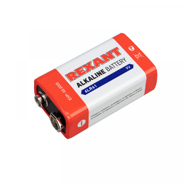 Элемент питания REXANT 6LR61 Крона 9V 600mAh BL1 (кратно 1)