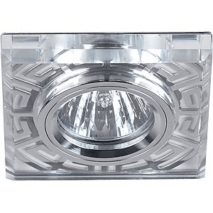 Точечный светильник ЭРА DK27 CH/WH декор стекло квадрат MR16,12V, 50W, хром/прозрачный