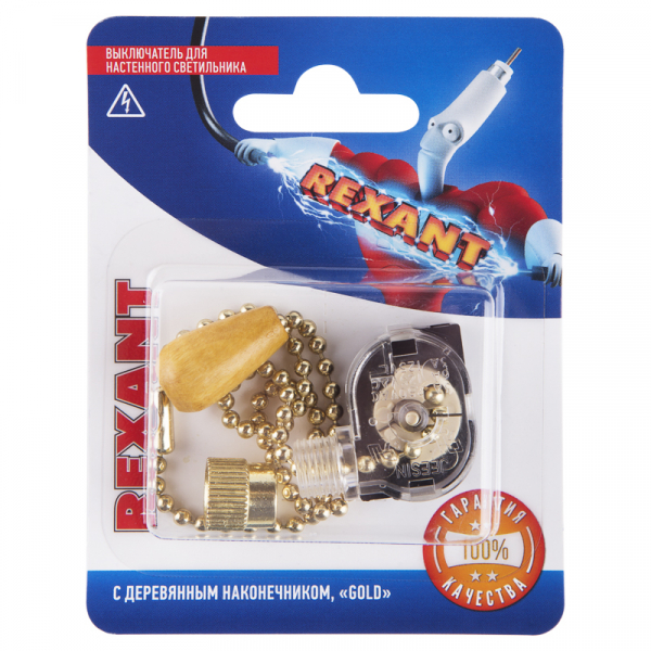 REXANT Выключатель для настенного светильника c деревянным наконечником Gold 06-0245-A 06-0245-A