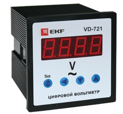 Вольтметр  EKF  VD-721 цифровой на панель 72х72 1-фазный