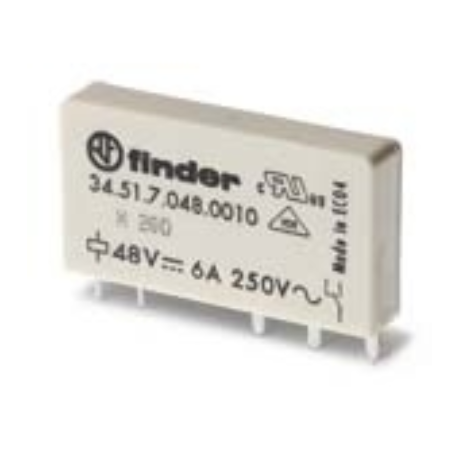 Finder Реле интерфейсное с 1 перекид. контактом на DIN-рейку (24VDC) 6 A (узкое, 5мм) 345170240010