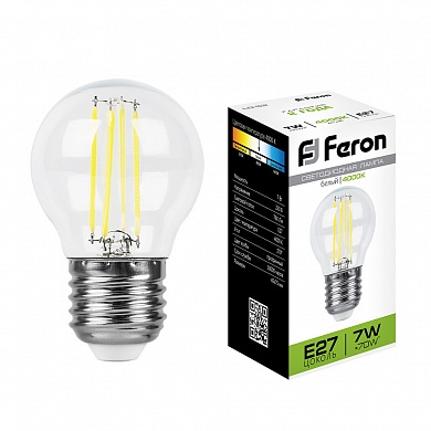Feron LB-52 (7W) 230V E27 4000K филамент G45
