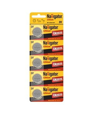 Элемент питания Navigator NBT-CR2025-BP5 94 764 (кратно 5)