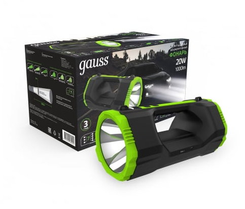 Фонарь прожекторный Gauss модель GFL703 20W 1000lm Li-ion 10000mAh диммируемый LED 1/12
