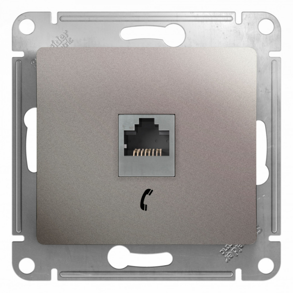 Glossa Платина Розетка телефонная RJ11, механизм IP20 скрытая установка GSL001281T