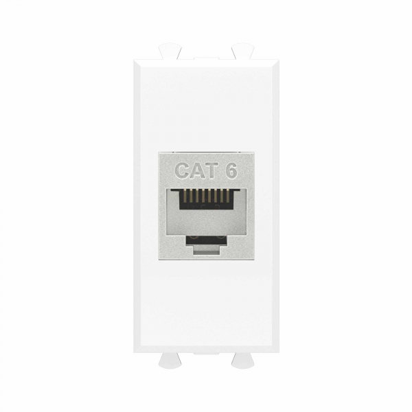 Компьютерная розетка RJ-45 без шторки модульная, кат.6 экранированная, "Avanti", "Белое облако", 1 модуль