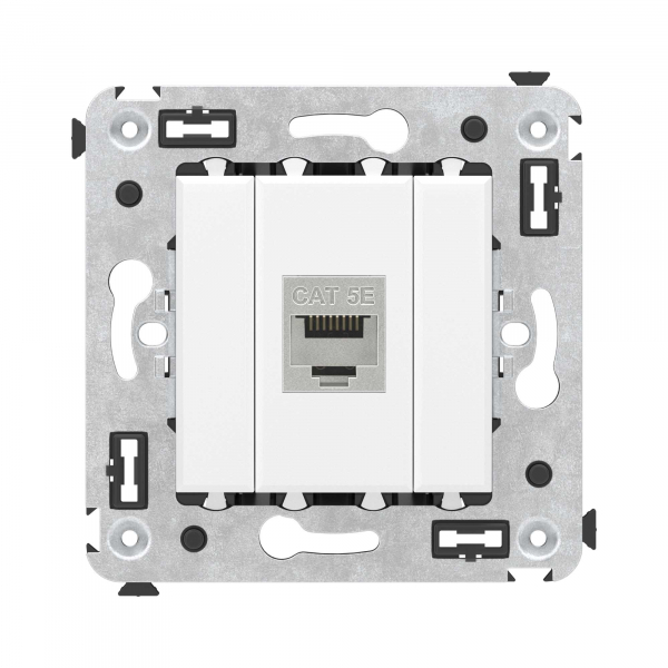 Компьютерная розетка RJ-45 без шторки в стену, кат.5e одинарная экранированная, "Avanti", "Белое облако"