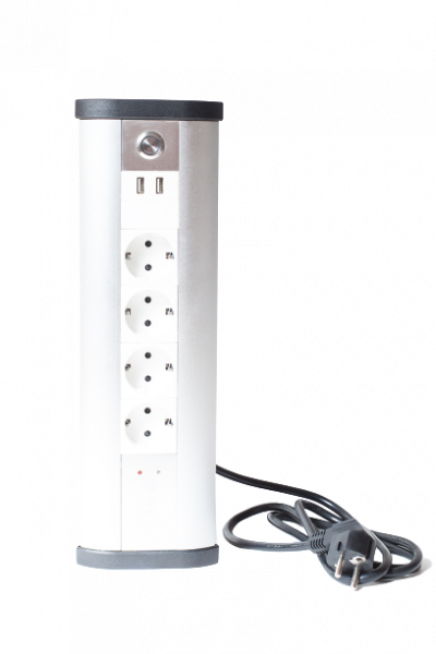 Блок розеточный управляемый (WI-FI), 4х2К+З, 2-USB (45х45), алюминий