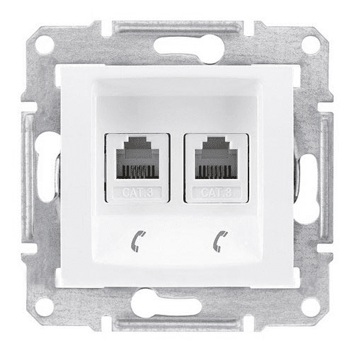Schneider Electric Sedna  Белый Розетка механизм телефоная 2-местная RJ11 пружинные зажимы IP20 скрытая установка SDN4201121