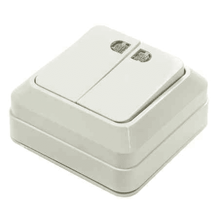 7123-W Выключатель 2кл с подсветкой BOLLETO белый IN HOME (1201)