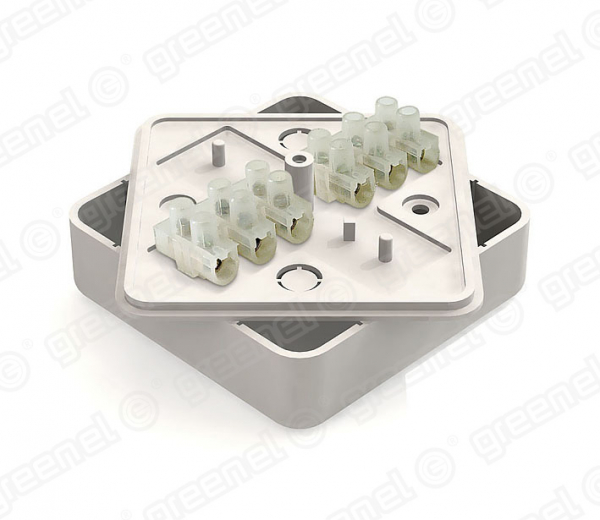 Коробка респределительная для наружного монтажа 75х75х20мм с клеммной колодкой ЗВИ-3 (1,0-2,5мм2) 6 клемм, IP40, цвет -БЕЛЫЙ (100шт)