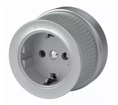 Werkel WL19-10-02/ Розетка с заземлением и шторками (Матовый хром) Ретро a044924