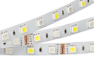 Arlight Лента  IP20 24V 14,4Вт/м 2700К RT6-5050-60 24V RGB-Warm 2x (300 LED) (кратно 5)