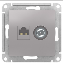 AtlasDesign Алюминий  Розетка 2-местная компьютерная+ТВ, RJ45+TV, кат.5E, механизм ATN000389