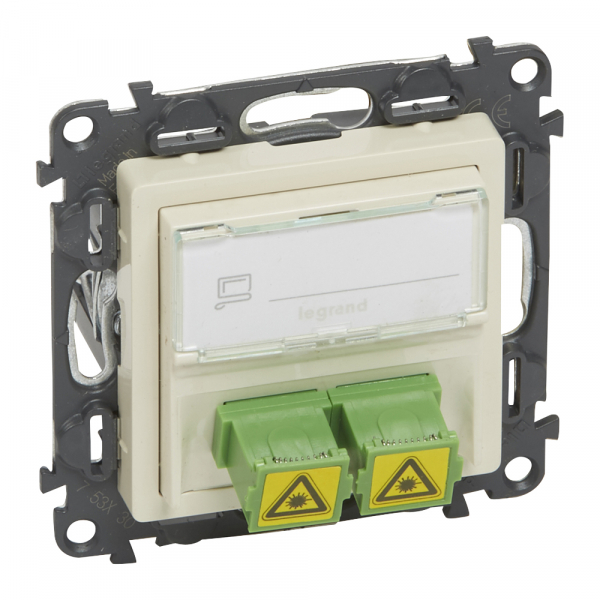 Legrand 753230 Valena LIFE.Оптическая розетка для подключения оптоволоконных кабелей SC/APC.С лицевой панелью.Слоновая кость