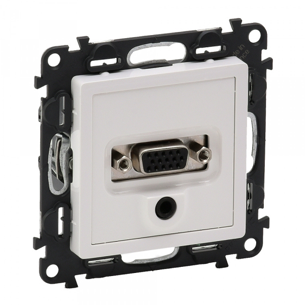 Legrand 753170 Valena LIFE.Розетка для аудио/видео устройств с разьемами HD15/гнездо Jack 3,5мм.С лицевой панелью.Белая