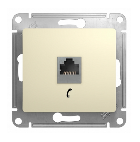 Glossa  Бежевый Розетка телефонная RJ11, механизм IP20 скрытая установка GSL000281T