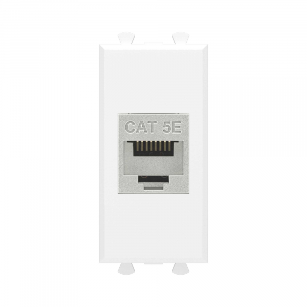 Компьютерная розетка RJ-45 без шторки модульная, кат.5е экранированная, "Avanti", "Белое облако", 1 модуль