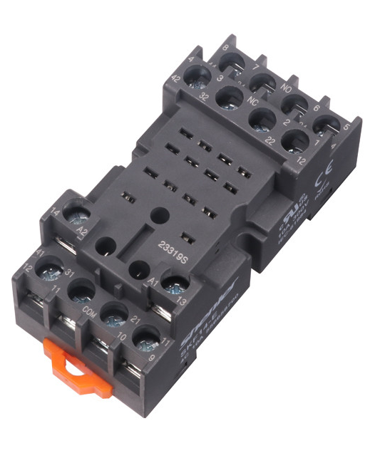 Цоколь SKF14-E,10A(300V), винтовой зажим,черный, на рейку DIN35/панель, для RKE,RKF, R4N, MY4, 55.34,KMY4, PT4, RCM5