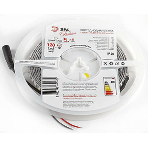 Светодиодная лента ЭРА IP20  12V   9,6Вт/м  3000К  LS3528-120LED--WW-eco-(1уп.-5м)