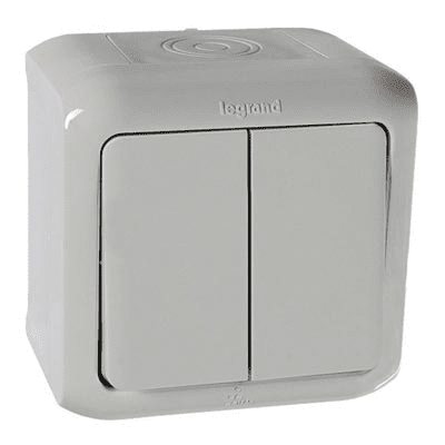 Legrand  Quteo  Серый Выключатель 2-клавишный открытая установка IP44 782332
