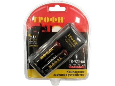 Зарядное устройство ТРОФИ TR-920 AA компакт-е(+2 HR6 2500mAh)
