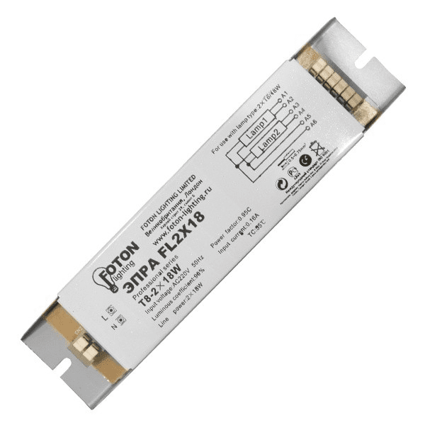 ЭПРА FOTON 2х18  180*40*30 mm