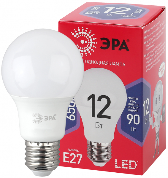 Лампы СВЕТОДИОДНЫЕ ЭКО LED A60-12W-865-E27 R  ЭРА (диод, груша, 12Вт, хол, E27)