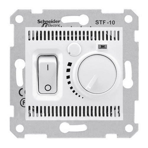 Schneider Electric Sedna  Белый Термостат механизм для теплого пола 10А, 230В, IP20 скрытая установка SDN6000321