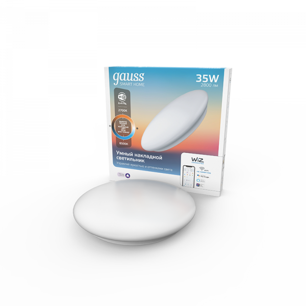 Cветильник GaussSmartHome наст-потол 35W2800lm2700-6500К198-264V IP20 400*70мм изм.цвет.тем.+дим LED 1/5
