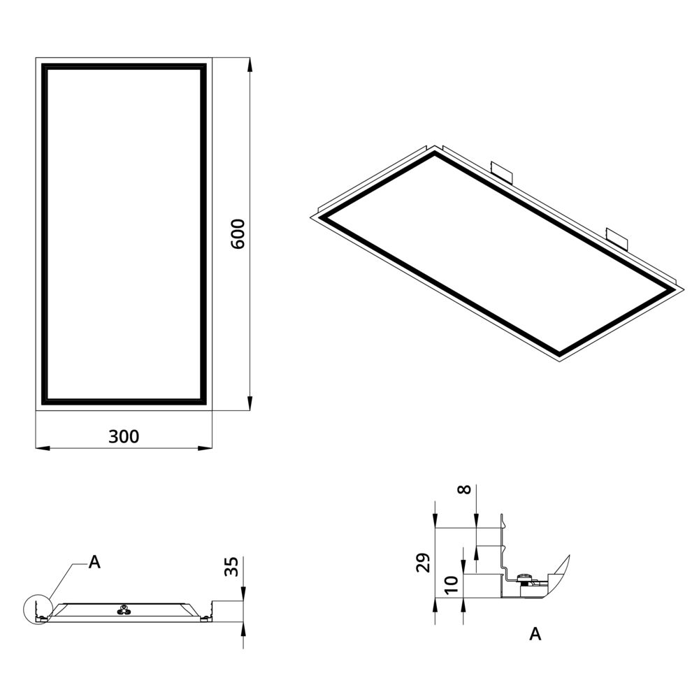 Офис Комфорт 18 IP40 CRI90 4000К Опал 600х300х35мм Clip-In