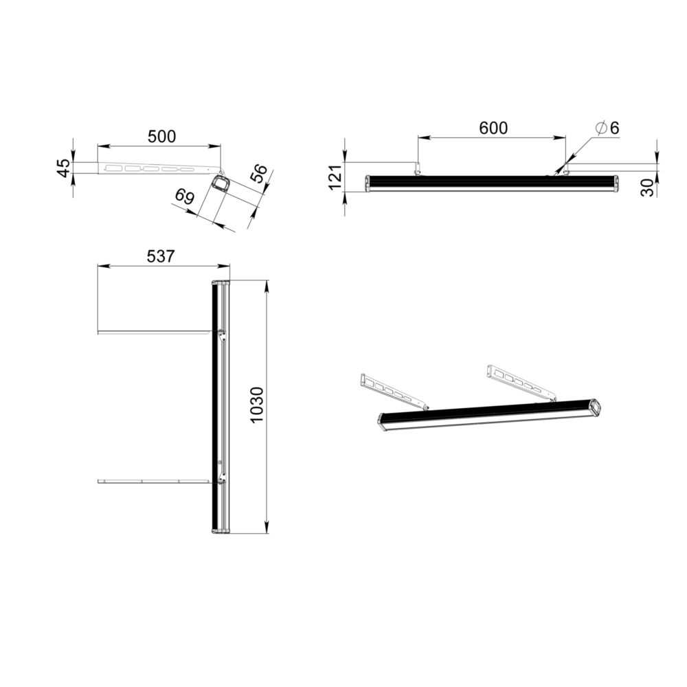Т-Линия Компакт 20 1000мм CRI90 5000К Опал Классная доска