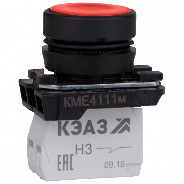 Кнопка КМЕ4501м красный 0но+1нз цилиндр IP54 КЭАЗ