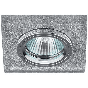 Светильник точечный ЭРА DK8 CH/SHSL декоративное стекло квадрат MR16,12V, 50W, хром/серебряный блеск