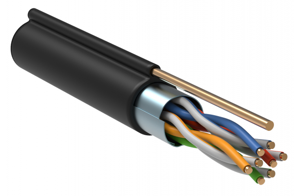 Каб. F/UTP кат.5E 4х2х24AWG, LDPE трос 1,2мм, 305м чер. ITK