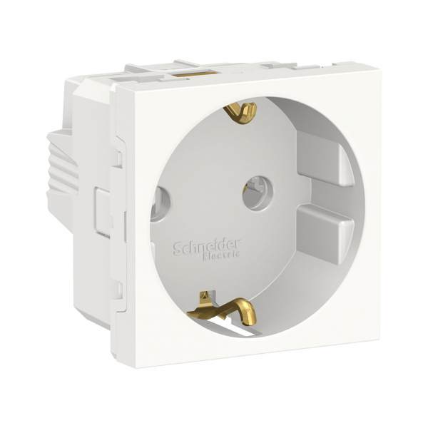 Schneider Electric  Unica MODULAR Белый Розетка с з/к без шторок, винтовой зажим, 16А, 250В, 2 мод NU303618