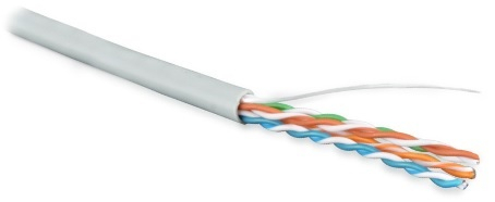 UUTP4-C5E-S24-IN-PVC-GY-100 (100 м) Кабель витая пара, неэкранированная U/UTP, категория 5e, 4 пары (24 AWG), одножильный (solid), PVC, -20градC – +75градC, серый - гарантия: 15 лет компонентная, 25 лет системная Hyperline