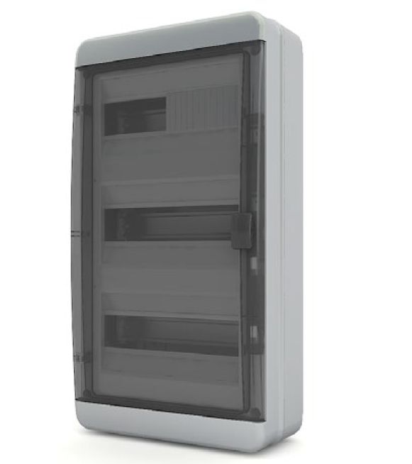 Бокс навесной 36 мод. IP65, прозрачная черная дверца BNK 65-36-4 Tekfor
