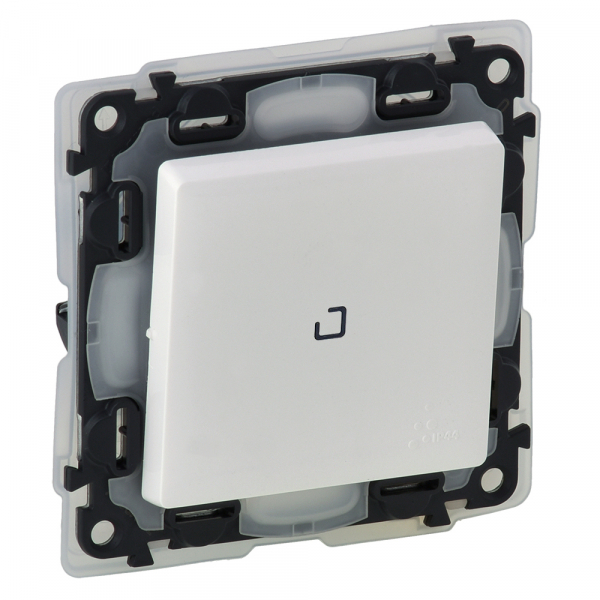 Legrand 752161 Valena LIFE IP44.Выключатель 10АХ 250В с подсветкой.С лицевой панелью.Белый
