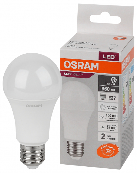 Светодиодная лампа OSRAM A100 12Вт 230В 4000К E27