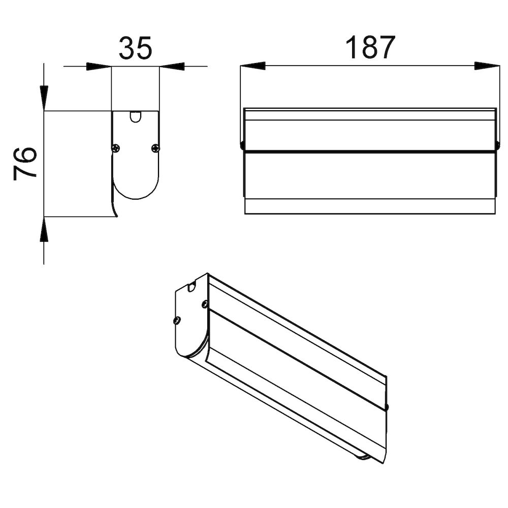 Модерн v2.0 1 180мм (6Вт/м) 24В DC CRI80 4000К Опал (Профиль, козырек)