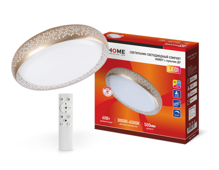 Светильник светодиодный IN HOME COMFORT HONEY 60Вт 230В 3000-6500K 4800Лм 500х110мм c пультом ДУ