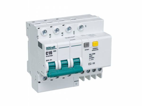 АВДТ со встр. защ. от сверхтоков 3P+N 16А 30мА AC С ДИФ-101 Schneider Electric 15184DEK