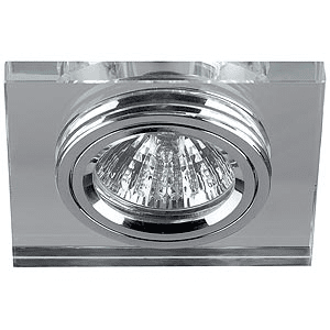 Светильник точечный ЭРА DK8 CH/WH декоративный, стекло квадратный MR16,12V, 50W, хром/зеркальный