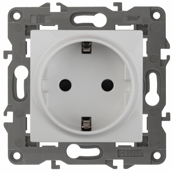 ЭРА  Elegance  Белый  Розетка 2P+E Schuko со шторками 16A-250В, IP20 14-2102-01